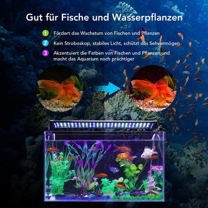 Honpal Aquarium Lighting LED Aquarium Lighting 90cm-120cm 18W Blue Aquarium Lamp with Timer for Freshwater Aquariums 3 Mode Dimming 24/7 Lighting Cycle