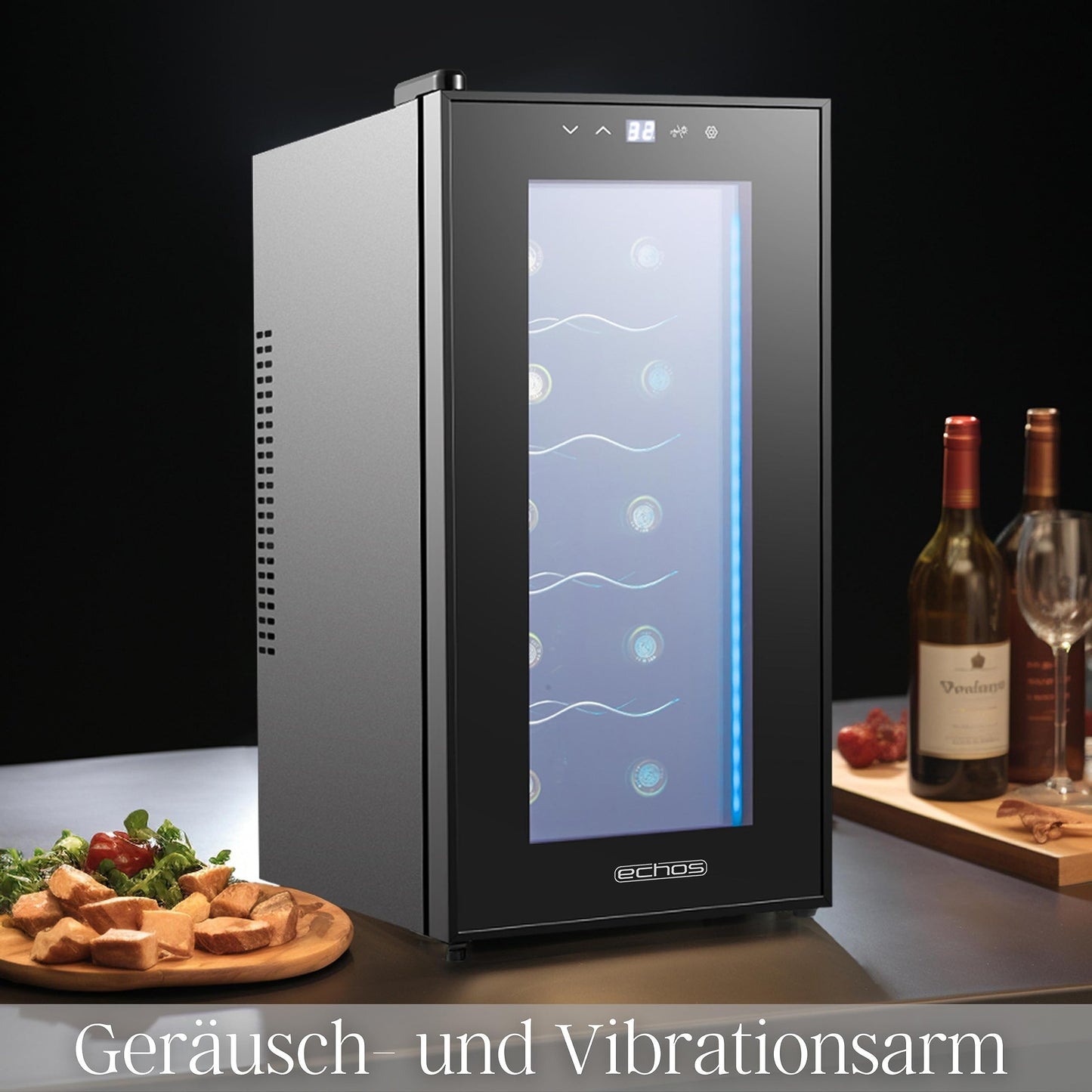 Echo's wine cooler 10 bottles 28 liters LED lighting wine cooler wine climate refrigerator mini fridge wine cooler minibar with glass door.