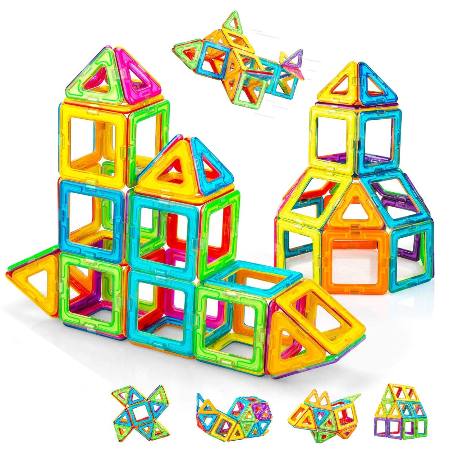 CONDIS Magnetic Building Blocks 62 Pieces, STEM Magnet Blocks, Creative Educational Toy for Montessori Preschool Learning for Boys and Girls ages 3+