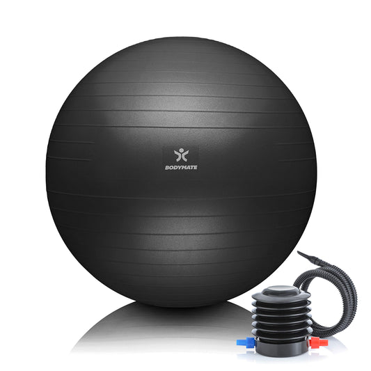 BODYMATE Exercise Ball with FREE E-Book and Air Pump. Fitness, Yoga, Core Training, Strong Back, Office Chair. ANTHRACITE 65cm.