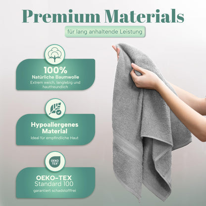 NatureMark 8-pack towels, 100% cotton, 50 x 100 cm, towel set Silver/Bordeaux.