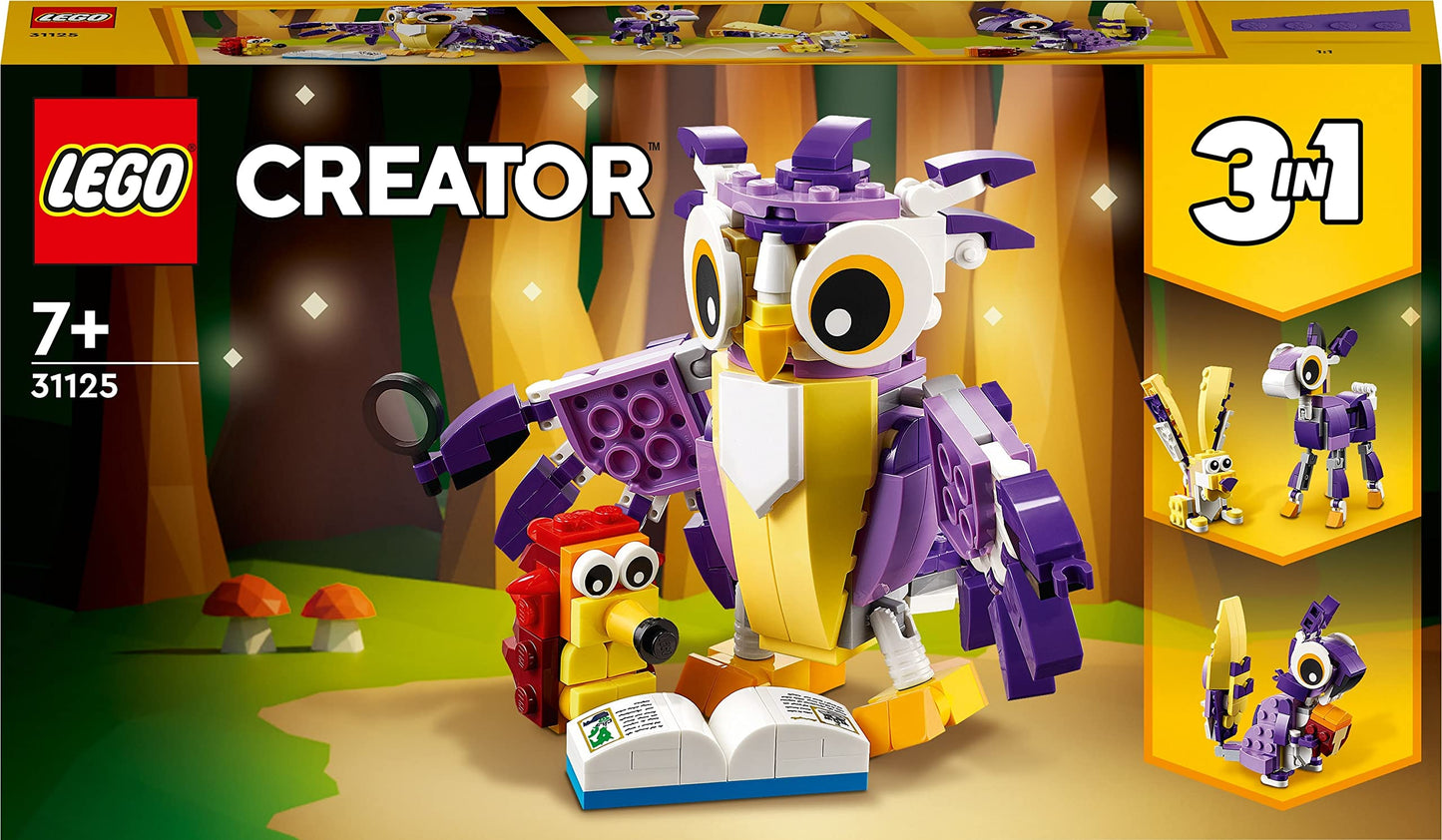 LEGO 31058 Creator Dinosaur Toy, Kids & 31125 Creator 3-in-1 Forest Creatures: Bunny - Owl - Squirrel, Animal Figures Building Set, Toy for Ages 7+