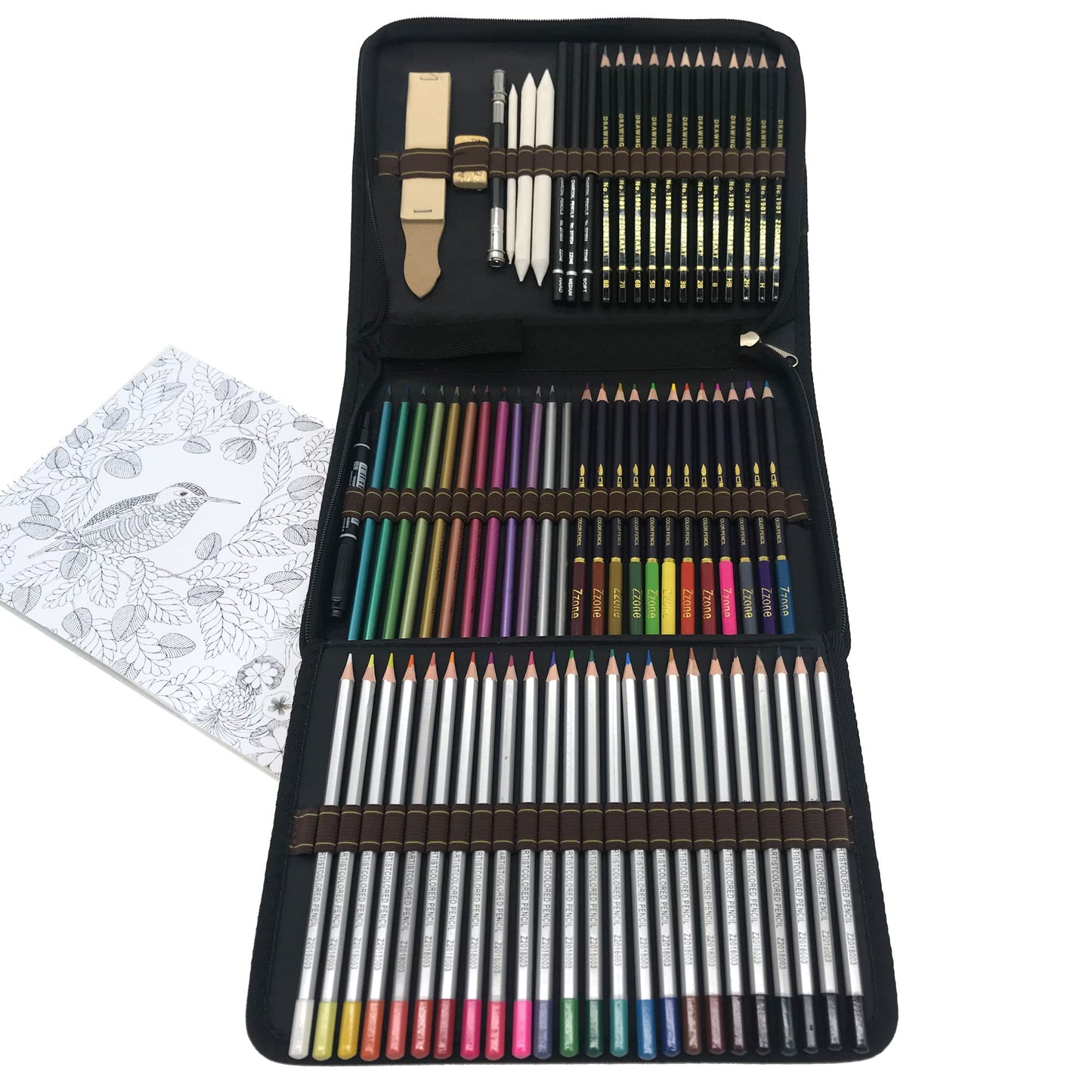 Watercolor pencils, colored pencils, sketching art set, drawing accessory set, and large pencil case, drawing pencil set for artists, beginners, students.