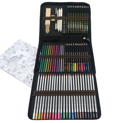 Watercolor pencils, colored pencils, sketching art set, drawing accessory set, and large pencil case, drawing pencil set for artists, beginners, students.