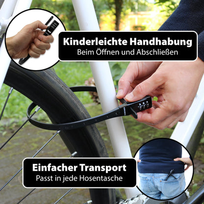 KOHLBURG ultra-light combination lock - 70g light with numeric code - 50cm bike lock small and secure - cable tie lock also for road bike scooter roller - helmet lock ski lock & child lock