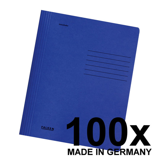 Original Falcons 100 pack quick files Intensive colors. Made in Germany. Made from recycled cardboard for DIN A4 commercial and government filing dark blue files ideal for office and school.