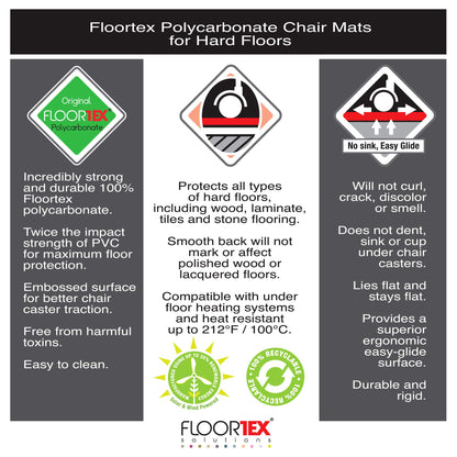 Floortex floor protection mat | Office chair pad ultimat | 60 cm diameter | made of original Floortex polycarbonate | transparent | round | for all floors