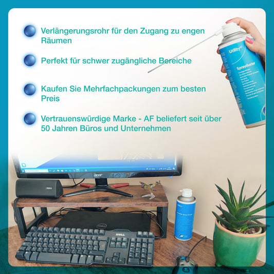 AF Utility Compressed Air Duster - Cleaning Spray Can - Air Duster - PC and Keyboard Cleaner - 4 x 400ml Pack
