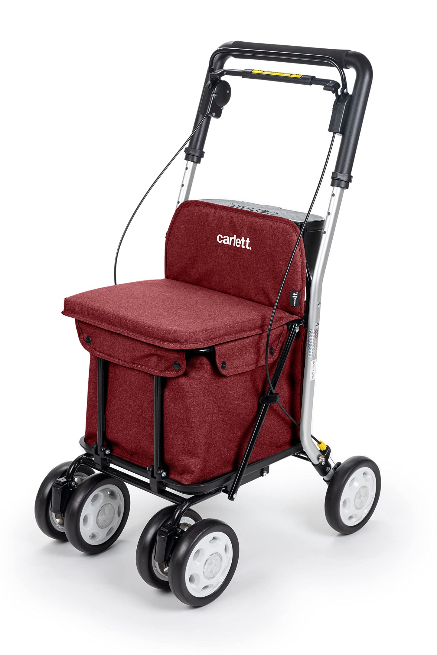 Carlett - Lett800 Comfort Move | Shopping Trolley | 4-Wheel Folding Shopping Cart | Class I Medical Device | Detachable Bag 29 l/15 kg | Rollator with Seat | Storage Compartment | Red.