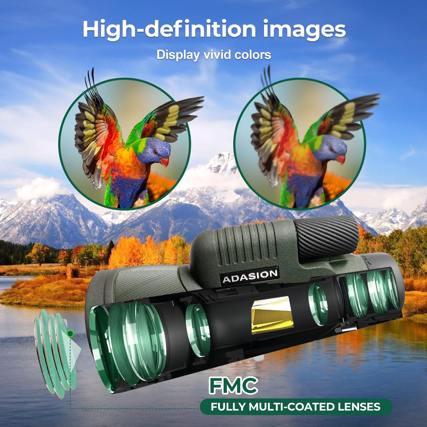 12x56 High-Resolution Monocular with Smartphone Adapter, Upgraded Tripod, Hand Strap - High-performance monocular, lightweight with clear field of view.