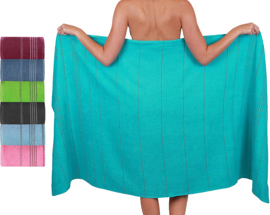 Betz XXL bath towel - large beach towel - sauna towel made of 100% cotton - sun lounger towel - 90x180 cm - Lines - color turquoise