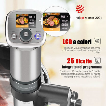 KitchenBoss Sous Vide Precision Cooker-Low Temperature: Cooker for kitchen with low temperature, 1100W, IPX7 waterproof, low temperature.