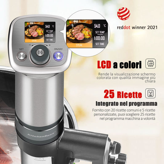 KitchenBoss Sous Vide Precision Cooker-Low Temperature: Cooker for kitchen with low temperature, 1100W, IPX7 waterproof, low temperature.