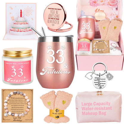 Awfrky Gifts for 33 year old women, 33rd birthday gift for women, Funny gift set for 33 year old woman aunt mom sister girlfriend niece friend wife