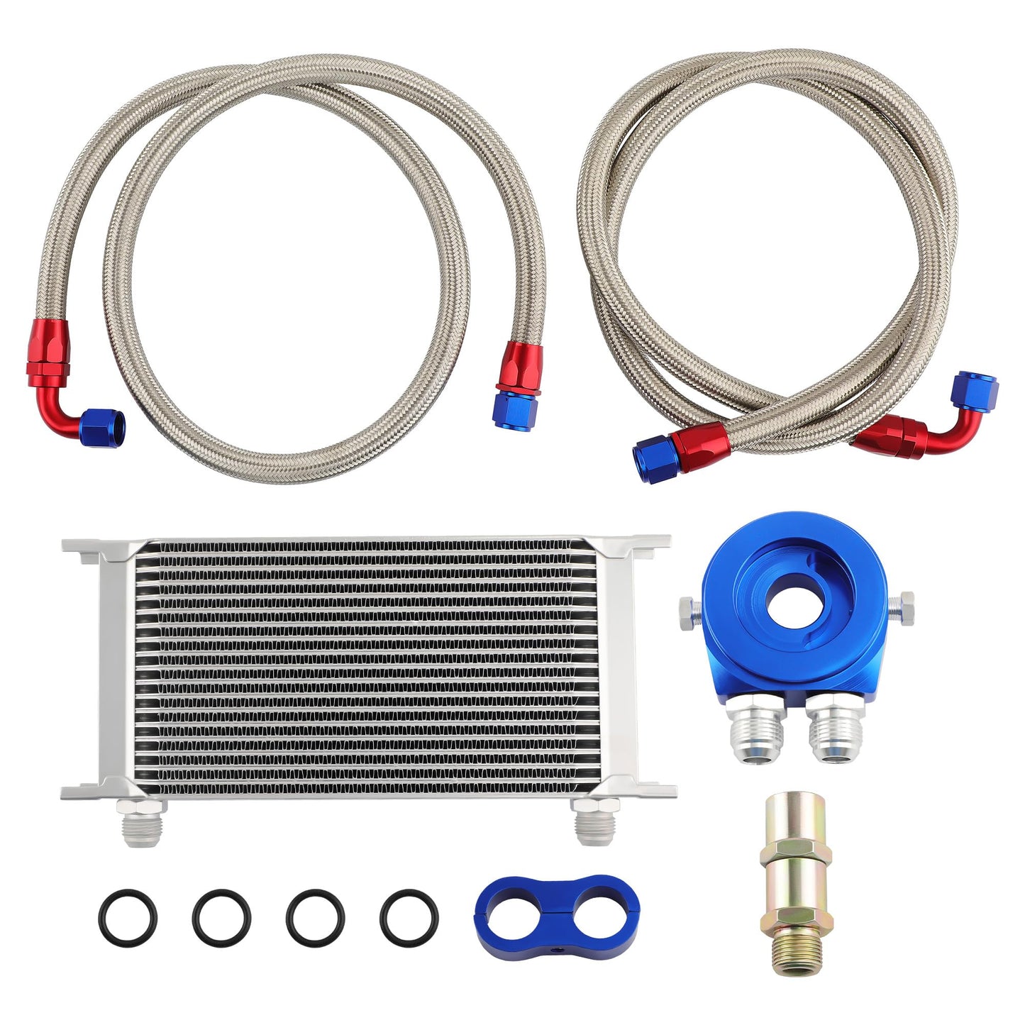 maXpeedingrods 19 Row Oil Cooler AN10 Fitting Universal External Oil Cooler KitAdditional Cooling