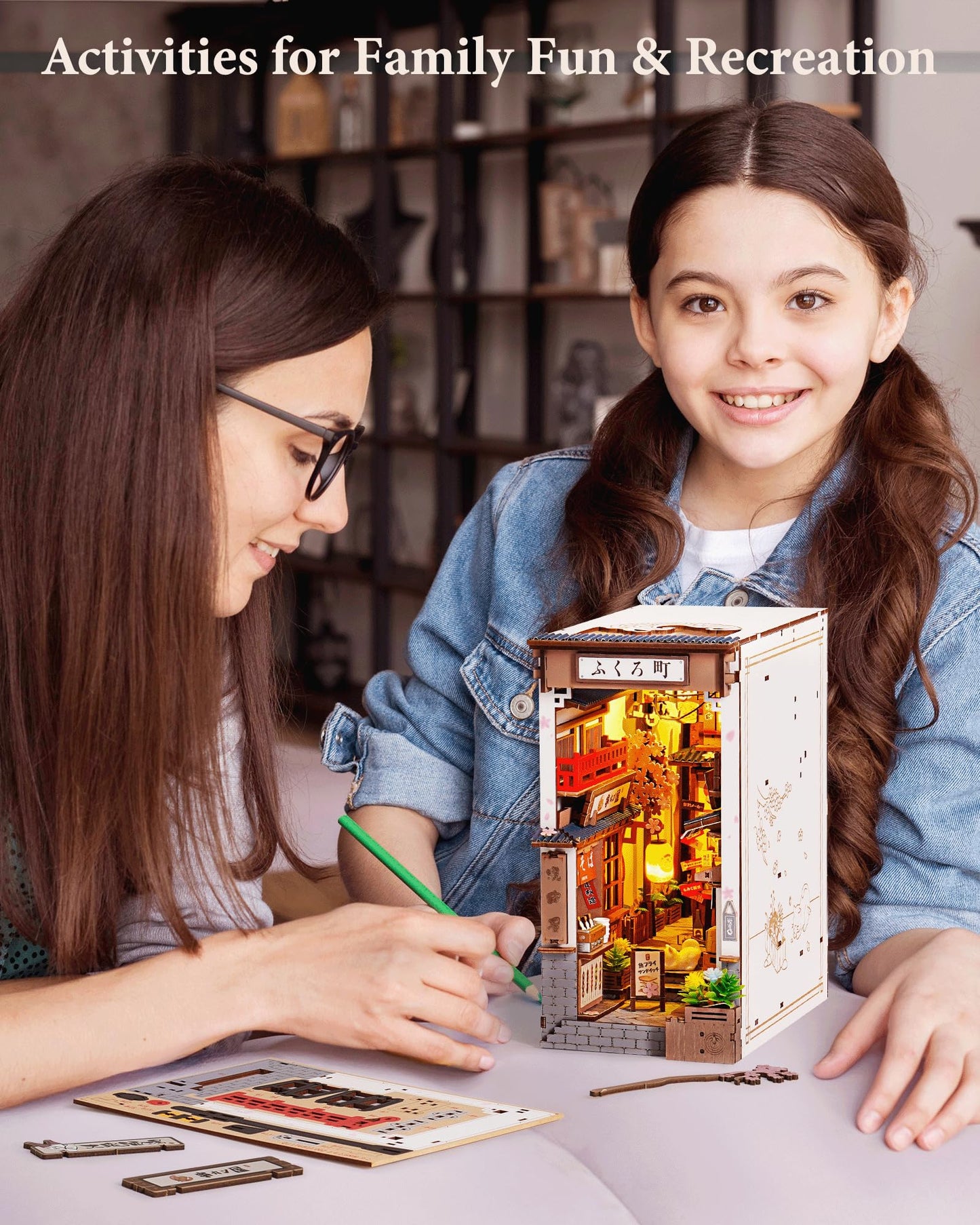 Rolife Book Nook Kit Sakura Vineyard Booknook Japanese Style Izakaya DIY Miniature House Kit for Adults to Build Christmas Birthday Gift Bookshelf Decoration Diorama Kit
