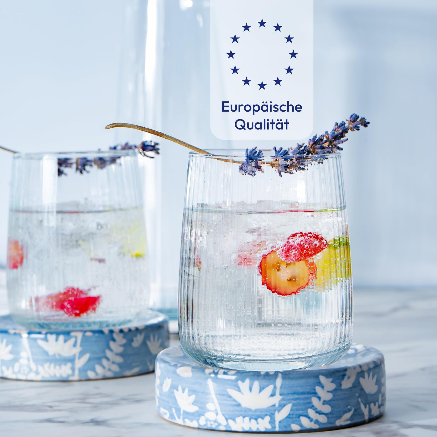 Concept Ribbed Glasses Set of 6, 320ml drinking glasses, dishwasher safe water glasses