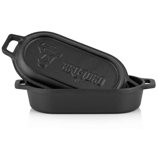 BBQ-Toro cast iron Dutch oven | 1 liter - 29 x 12.5 x 5.5 cm | pre-seasoned | cast iron cooking pot, dutch oven pot, baking pot | perfect for baking, stewing.