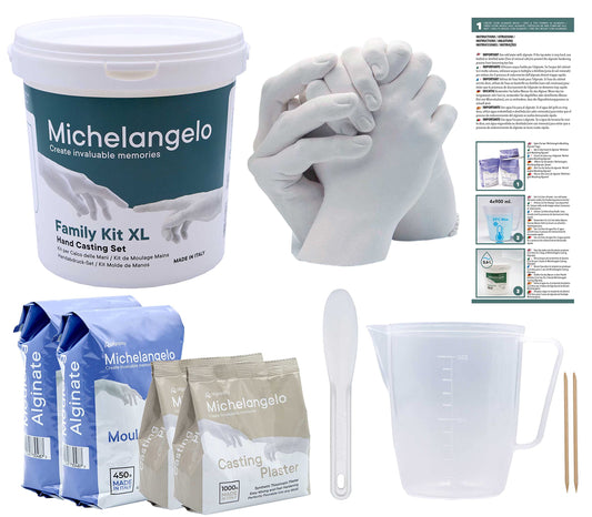 Algaplay Michelangelo KIT 3D handprint set for couples - plaster handprints - partner and couple gifts for women and men as wedding anniversary, anniversary gift for her and him (Family KIT)