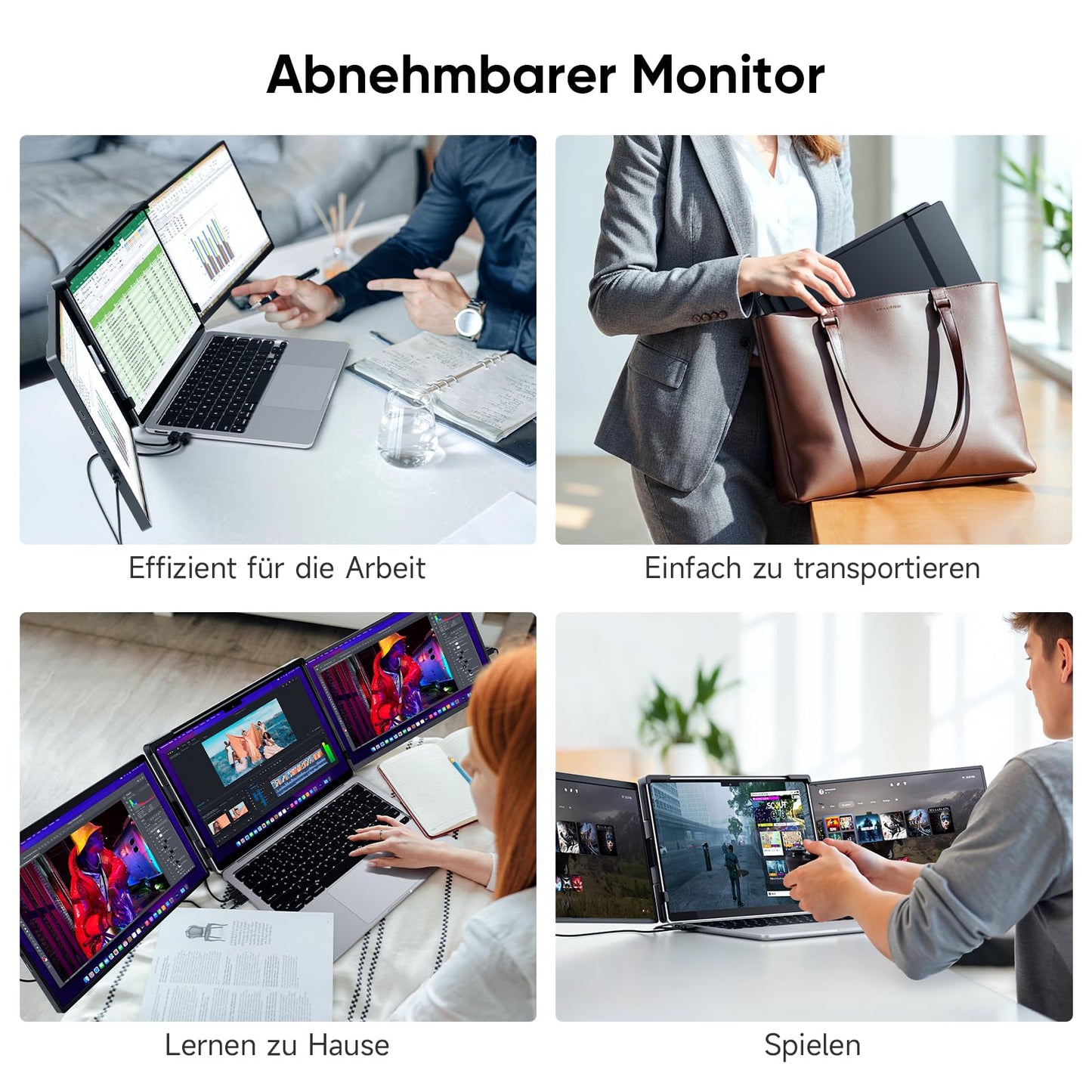 2025 Newest Laptop Screen Extender, 14.1" FHD 1200P IPS Display laptop screen extension, Plug & Play Triple Monitor, compatible with 14"-17" for Windows, Mac, Android, Chrome