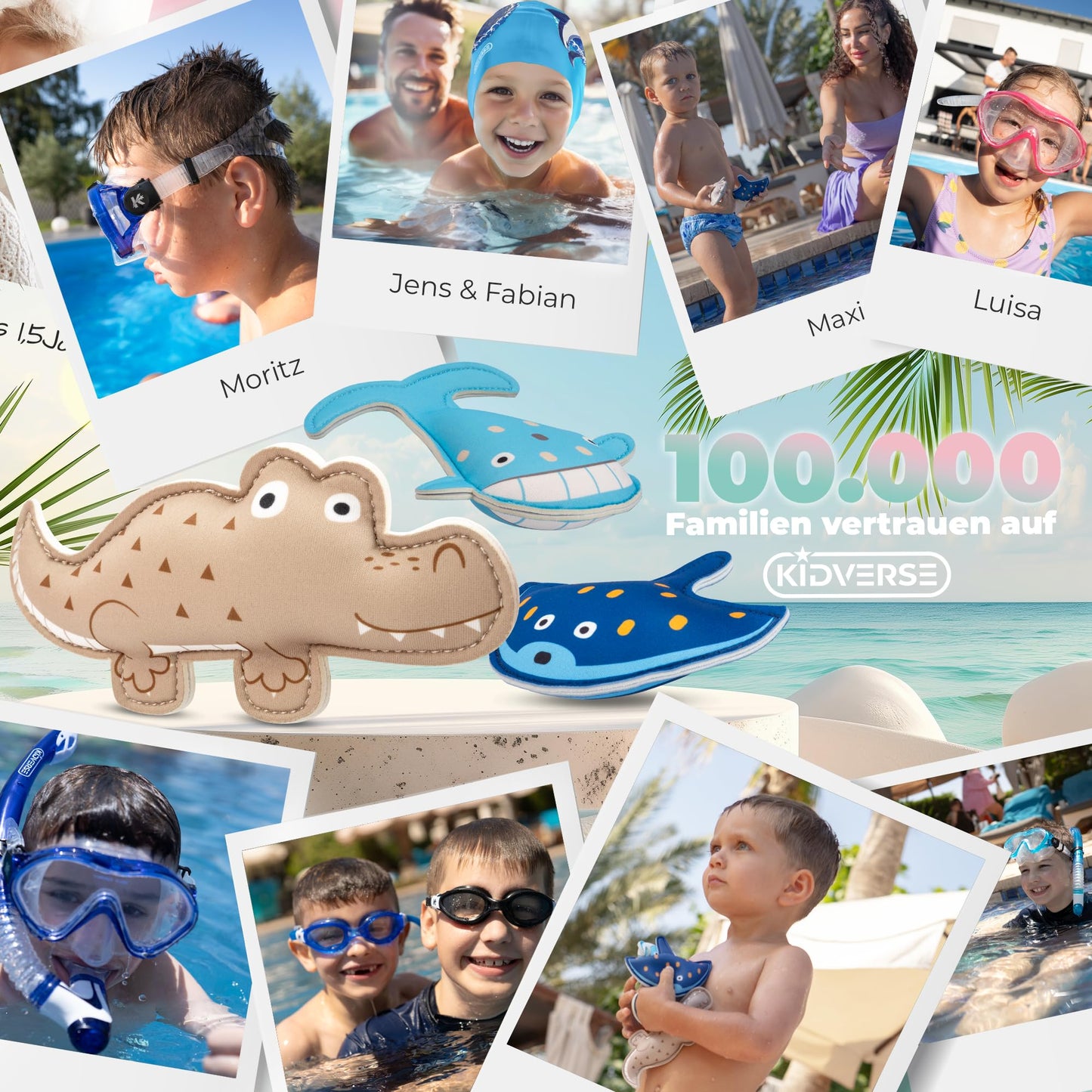 KIDVERSE Dive Toys for Kids - Tested water toys - Neoprene diving toys for kids - Colorful pool toys for learning to dive - Pool toys (sea animals)