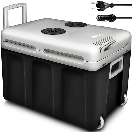tillvex Electric Cooler Box 40L with Wheels | Mini Fridge 230V and 12V for Car Camping | cools & warms | ECO Mode (Anthracite)