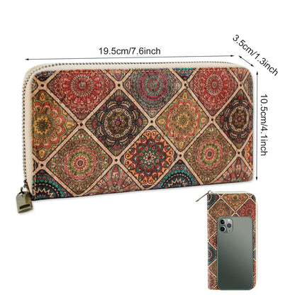 Boshiho Cork Vegan Wallet Women Purse Large Capacity Long Cork Wallet with Zipper Smartphone Clutch with Card Holder Coin Pocket Vegan Gift