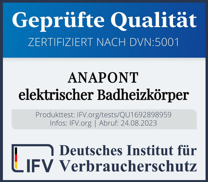 anapont electric bathroom radiator - straight - chrome - timer function - towel radiator - electric bathroom heating - towel heating - Made in Germany (KTX 3, 1775h x 500w)