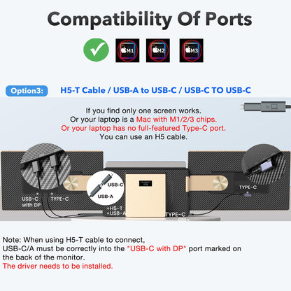 Kwumsy Portable Monitor for Laptop - 15.6 inch FHD 1080P Laptop Screen Extension for all laptops, 90°-235° rotatable/detachable screen, compatible with 13-17.3" laptops (not wider than 16.9")