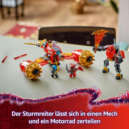 LEGO NINJAGO Kai's Stormbringer Mech - Flying motorcycle toy with 3 minifigures - Mech with posable head, arms, and legs - Building toy - Gift for boys & girls ages 7+ 71830