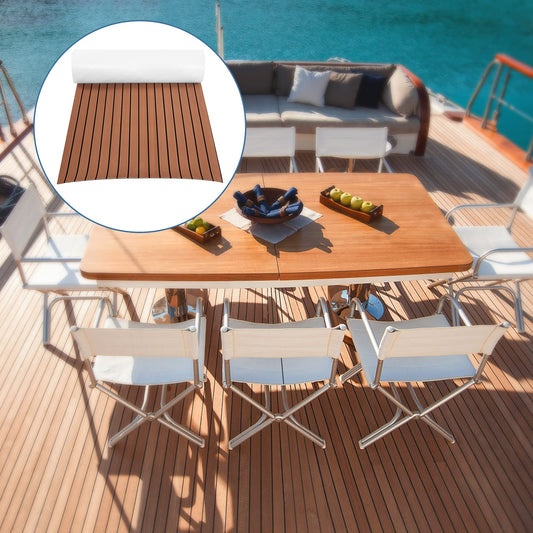 Enjoyable Teak Wood Boat Flooring, Eva Marine Non-Slip Mat Floor Covering for Boats, Self-Adhesive Floor Non-Slip Mat Marine Non-Slip Deck Carpet for Yachts Cars 240 x 90 x 0.6 cm