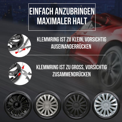 Albrecht 13 inch wheel covers in black for steel rims - Wind hubcaps made of high-quality plastic - Durable wheel covers in original Albrecht packaging - Made in EU