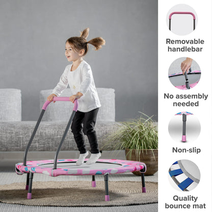 smarTrike indoor toddler trampoline with handlebar, foldable kids trampoline, 1-5 years (ball pit and trampoline, Pink)