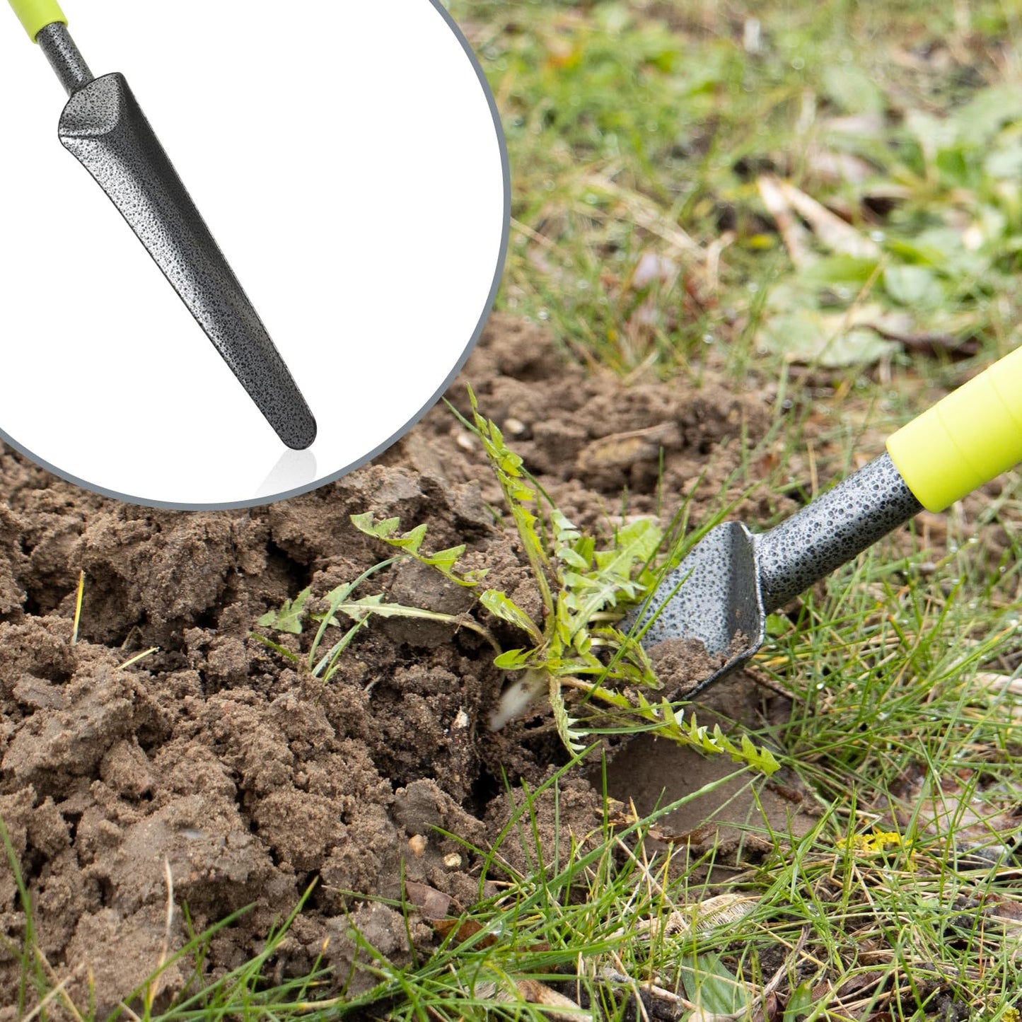 com-four® 6-piece garden tool set - garden set with double hoe, small grubber, joint scraper, hand rake, flower trowel - gardening tool for plants and gardening (6-piece garden set)