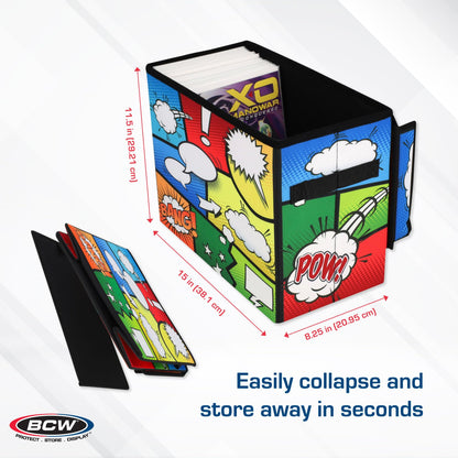 BCW Comic Foldaway | Foldable comic book storage bag for 125-150 comic books | Foldable box for comic books (Single, Pow!)