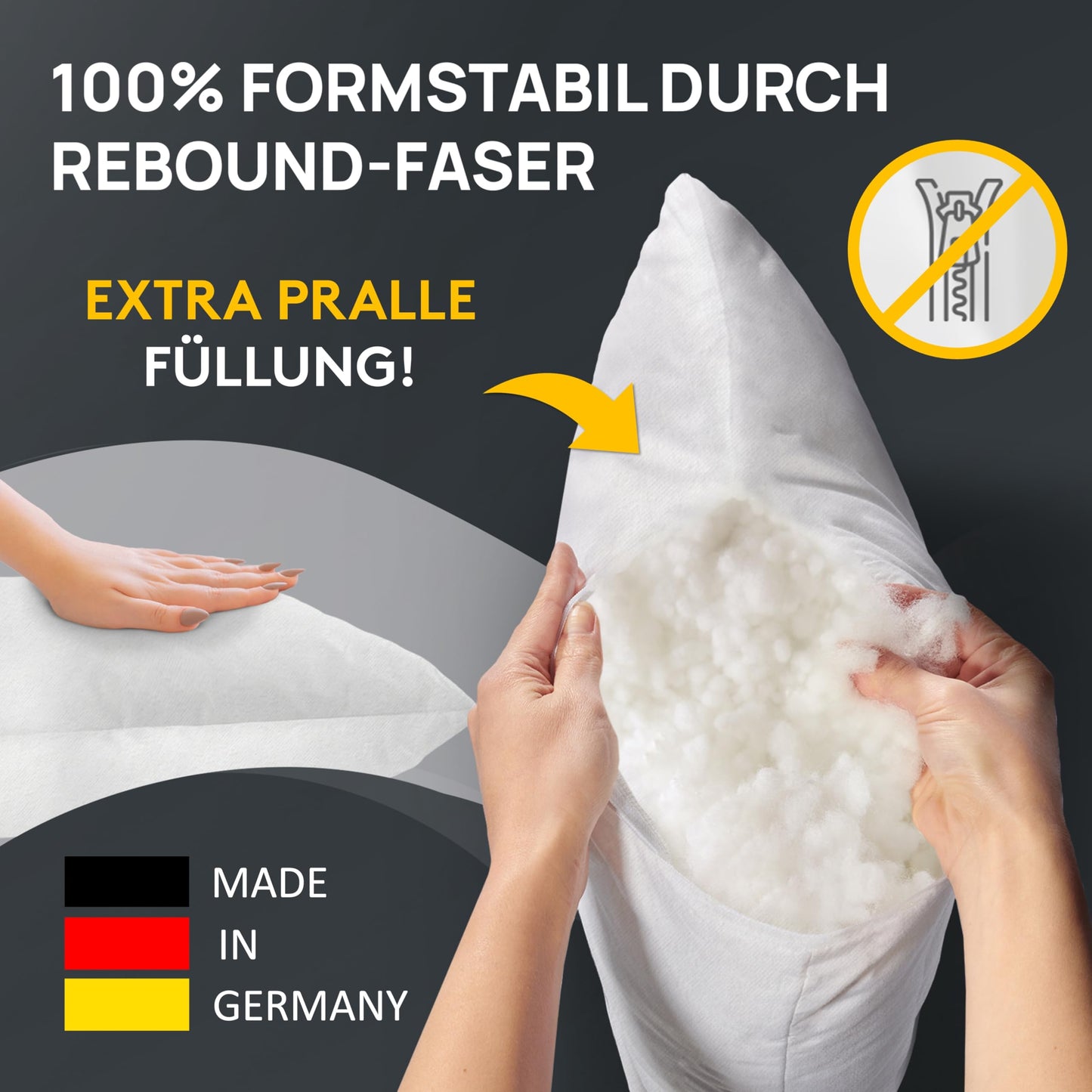 LILENO HOME 4-piece pillow filling 40x50 cm - 40°C washable inner pillow suitable for allergy sufferers - polyester pillow insert for couch pillows, sofa pillows, decorative pillows, and bed pillows.