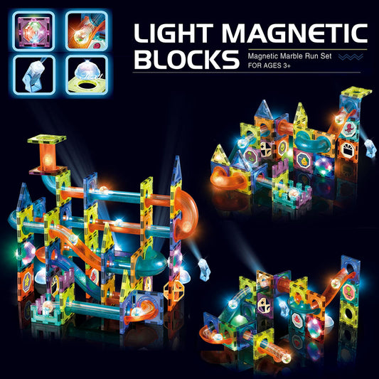 morkka Magnetic Building Blocks, STEM Montessori Toy for Kids 3 4 5 6 7 8 Years 3D Learning Toy Blocks Set Construction Blocks Gift for Boys Girls Orbital Blocks Railway Construction (110PCS)