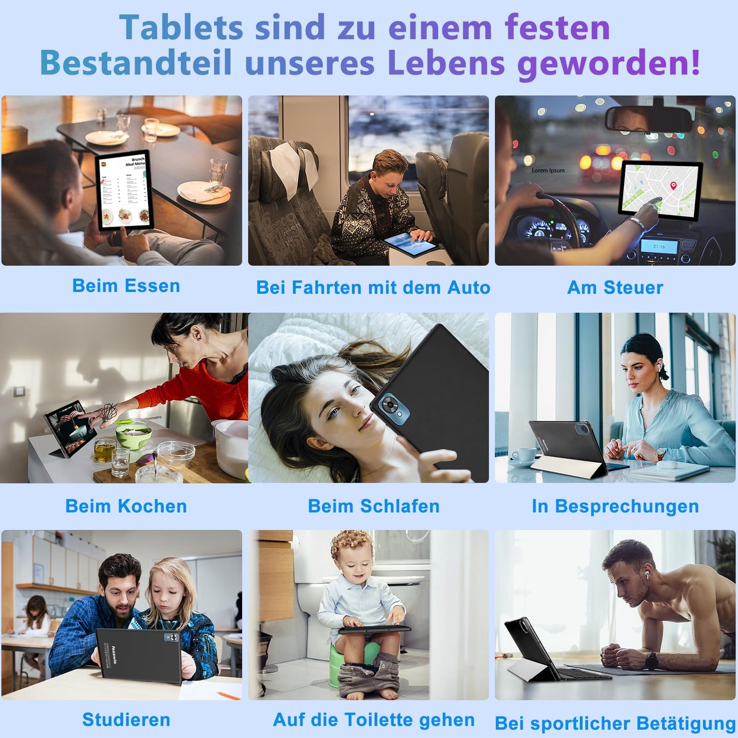 fezawio Android 14 Tablet 10 inch 20GB RAM+128GB ROM, Octa-Core Tablet WiFi 6, 6000mAh, (1TB TF) with Keyboard and Mouse-black