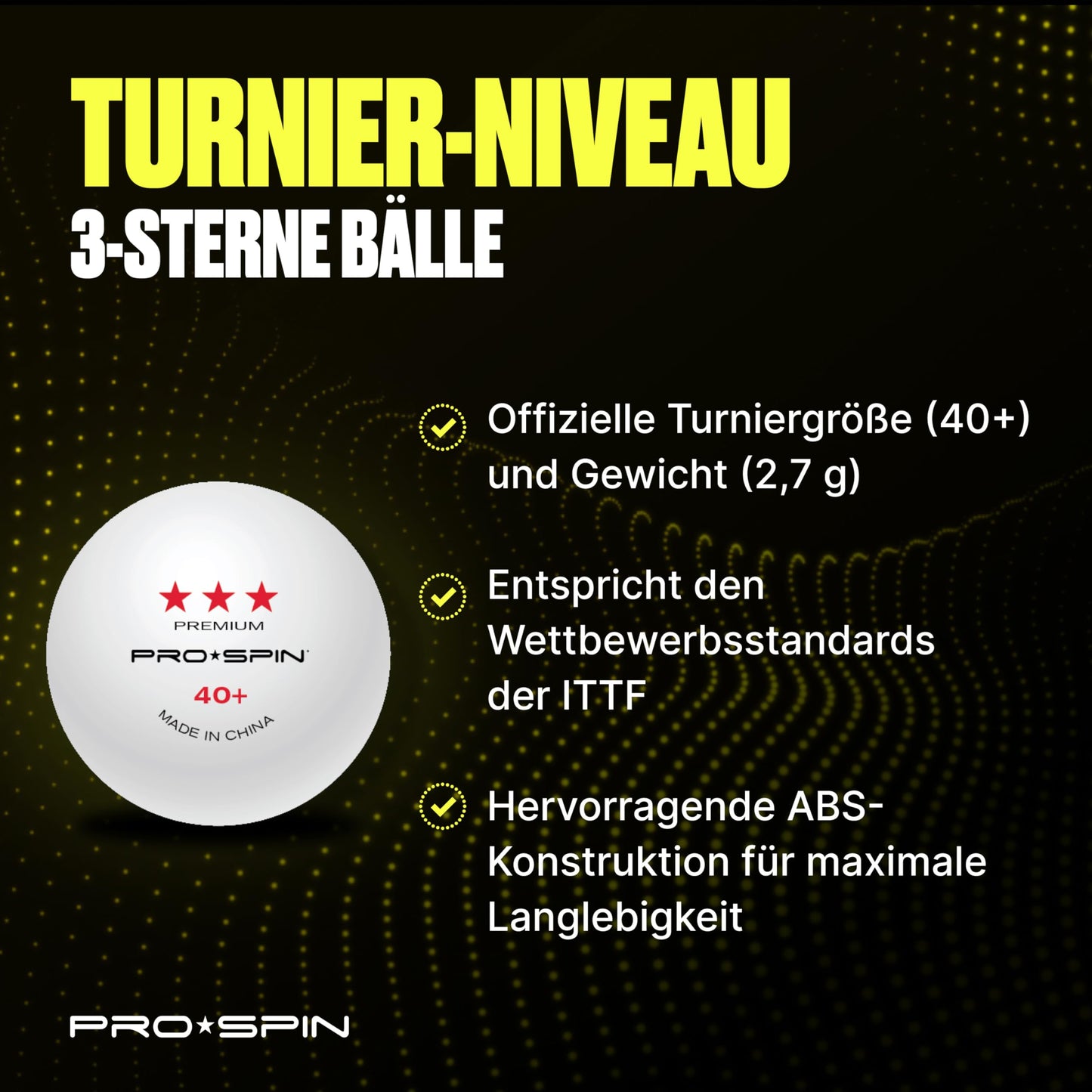 PRO SPIN Table Tennis Balls Elite Series - White Premium Table Tennis Balls 3 Stars | High-performance 40+ ABS balls at tournament level | Perfect roundness, Perfect spin | Precise bounce | Durable