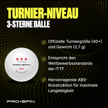 PRO SPIN Table Tennis Balls Elite Series - White Premium Table Tennis Balls 3 Stars | High-performance 40+ ABS balls at tournament level | Perfect roundness, Perfect spin | Precise bounce | Durable
