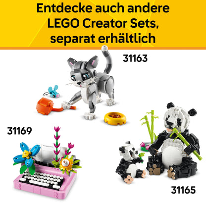 LEGO Creator 3in1 Wild Animals: Pink Flamingo - rebuild into a Cockatoo minifigure or an Axolotl - Creative toy - Birthday gift for girls and boys ages 8+ - 31170