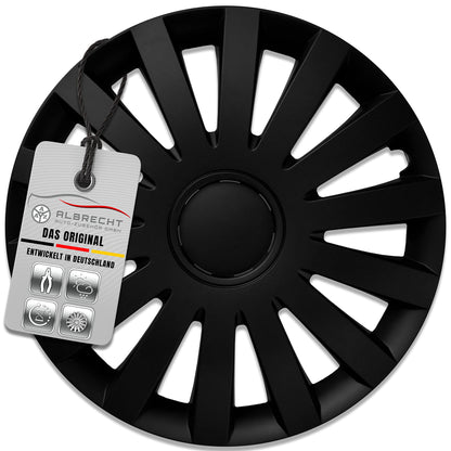 Albrecht 17 inch wheel covers in matte black for steel rims - Wind hubcaps made of high-quality plastic - Durable wheel covers in original Albrecht packaging - Made in EU