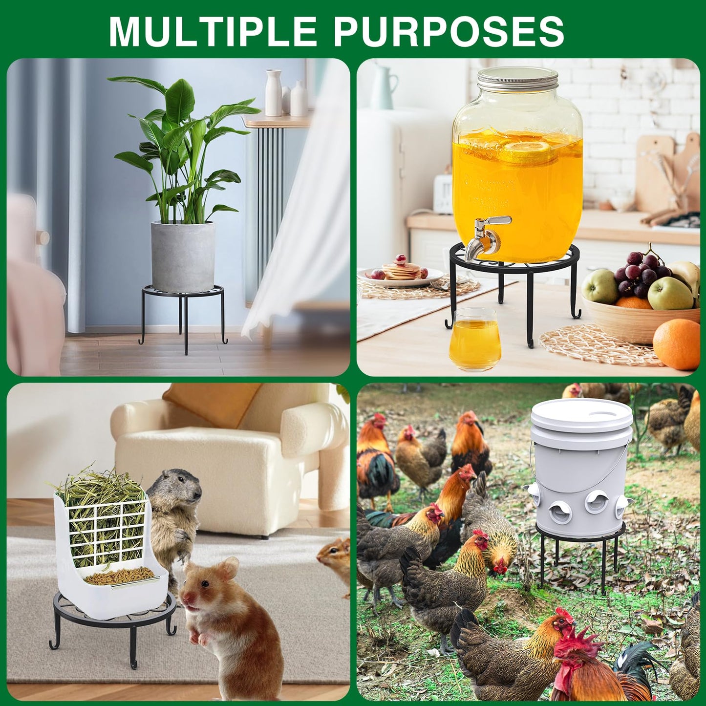 STLOVe® flower stand, 5 piece plant stand metal, black flower pot stand, drink dispenser stand, balcony short stand for garden home decor- various heights