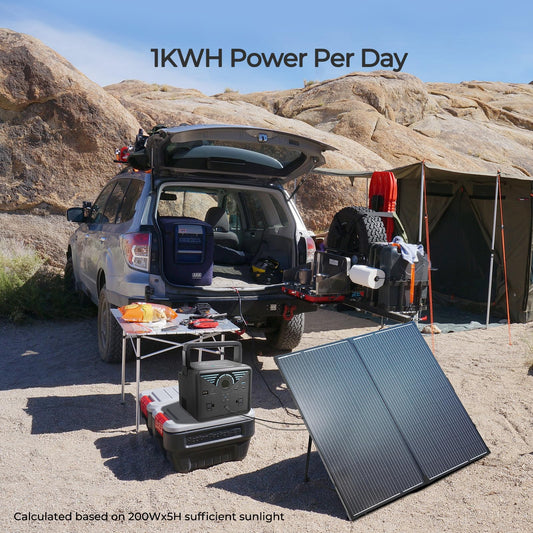 Renogy 200-Watt solar panel, 12 volts, portable with waterproof 20A charge controller, foldable 100W solar suitcase with adjustable stand, solar charger for power stations, RVs, camping, and...