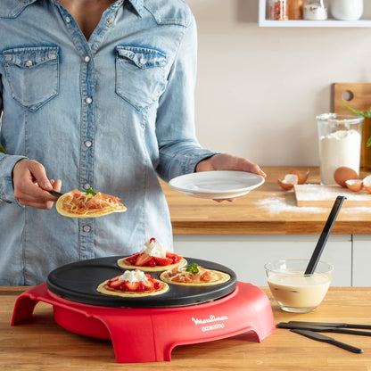 Moulinex Accessimo PY312511 Party Crepe Pancake Set, non-stick coating, thermoplastic insulation system, thermoplastic, Red