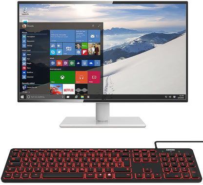 Arteck USB Wired Keyboard Backlight 7 Colors & Adjustable Brightness Full Size Keyboard with 1.8m Long Cable, Numeric Keypad, for Computer Desktop Laptop and Windows 11 10