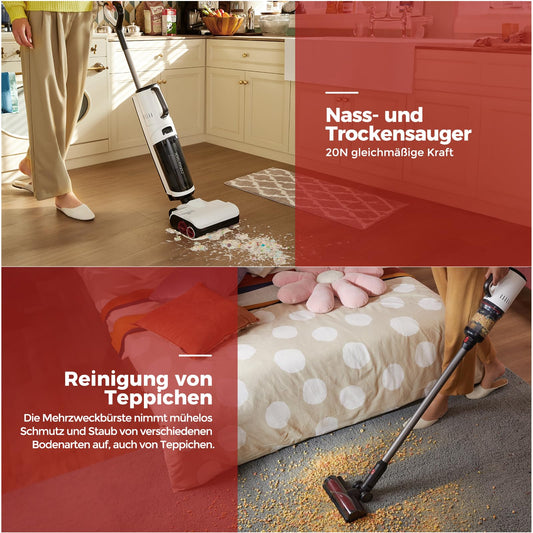 Roborock Dyad Pro Combo 5-in-1 Wet Dry Vacuum Wireless 17000Pa Mop with Battery Vacuum for carpet cleaning, electric mini brush and 2 cleaning heads, APP, voice control.
