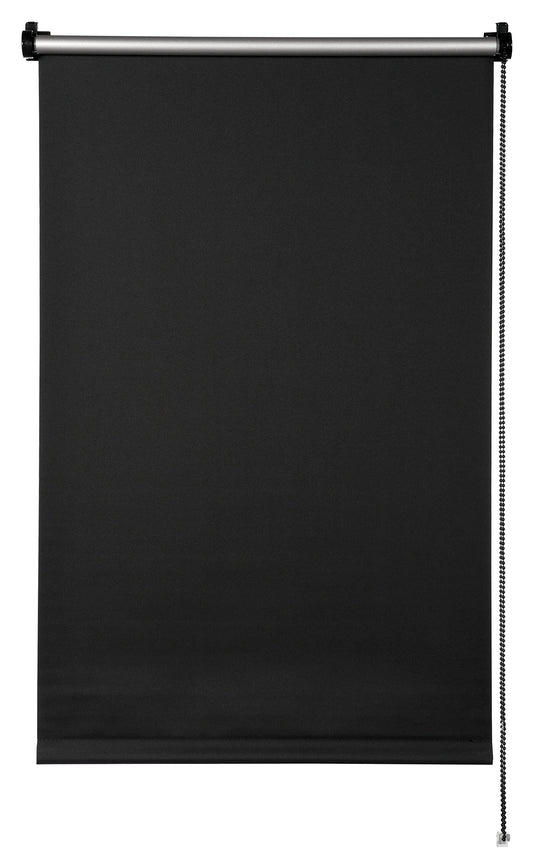 Deco Company Thermo-Rollo without drilling, with thermal backing, clamp mounting, highest light reflection, energy-saving, light-tight, all mounting parts included, black, 100 x 150 cm.