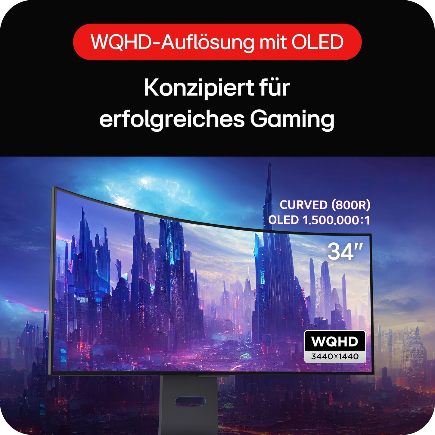 LG Electronics 34GS95QE-B.AEU UltraWide QHD UltraGear Gaming OLED Monitor, 34" (86cm), 3440 x 1440 resolution, 0.03ms GtG, 240Hz refresh rate, HDR400 TRUE BLACK, NVIDIA G-Sync Compatible, AMD FreeSync Premium Pro - Gray
