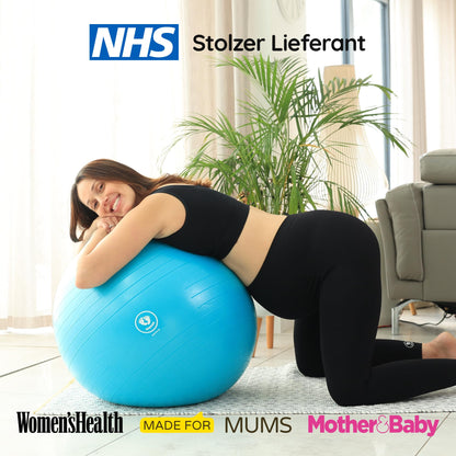 BABYGO® Pregnancy Exercise Ball | Office Pregnant Yoga Pezziball | Includes Pregnancy Book for Birth & Fitness | Anti-Burst 1000 Kg (Aqua, 75cm)